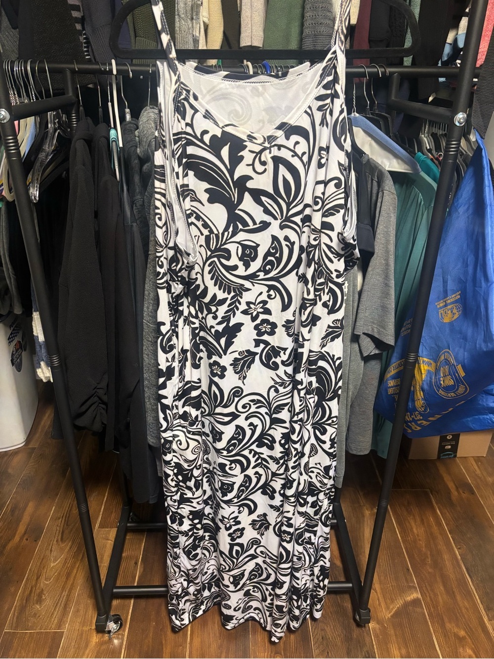 Black & White Floral Maxi Dress - Women